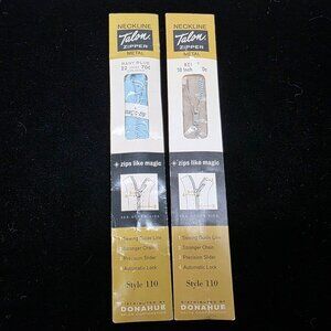 Neckline Talon Metal Zippers Style 110 Baby Blue 22" Beige 18" Sewing